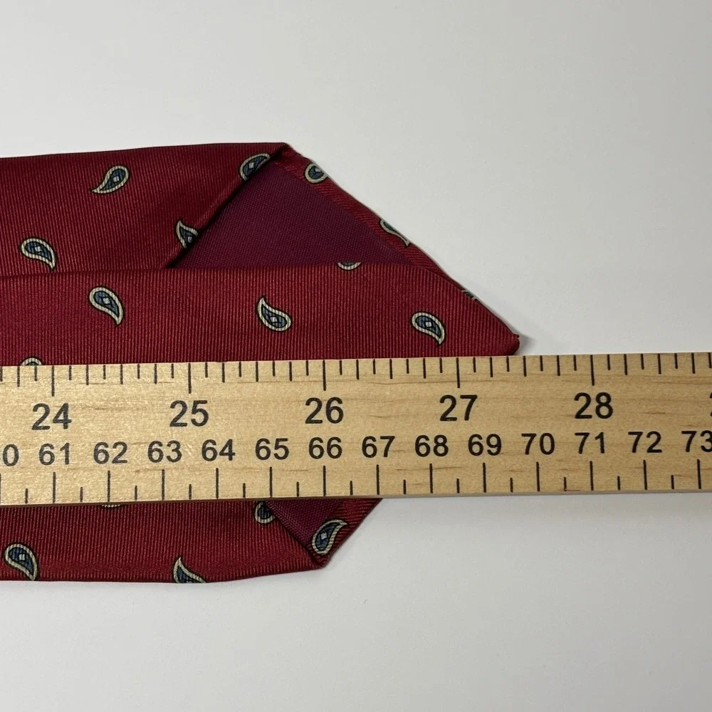 Ty-Button Vincent Pileggi Tie Mens OS Red Silk Paisley Button-Hole